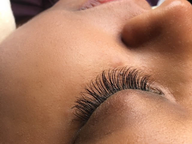 Classic eyelash extensions. Look from above.