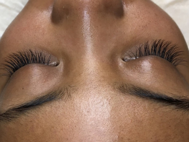 Classic lash extensions. Top view.